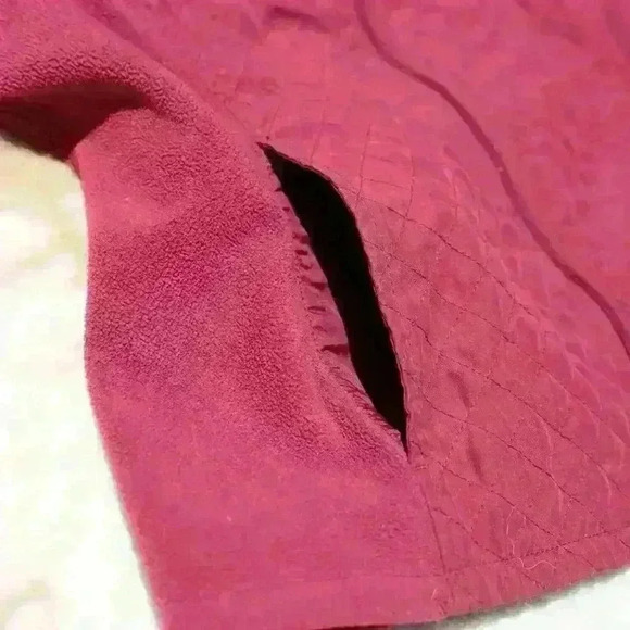 COLUMBIA Lightweight Crop Fleece Full Zip Quilted Vest Pockets Red Women Med - Picture 4 of 12